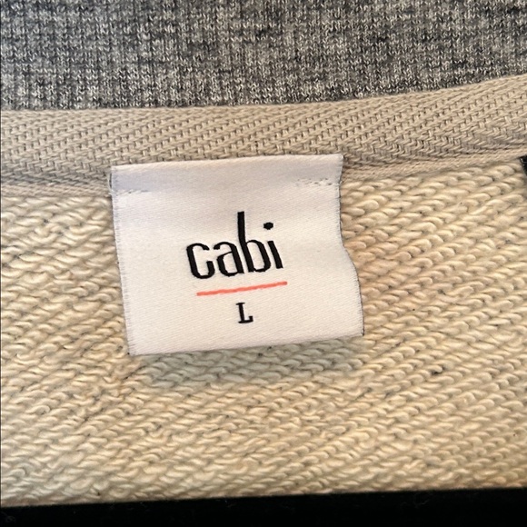 CAbi Heather Gray and Cream V-Neck Sweater - Picture 3 of 7